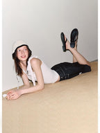 fano Slim Viscose Nylon Spaghetti Strap Office Cropped Solid Black White Camisoles