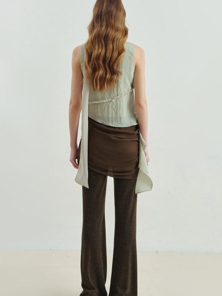 someonesometimes Versatile Viscose Blend Slim Lettuce Edge Camisole Cardamom Green Tank Tops