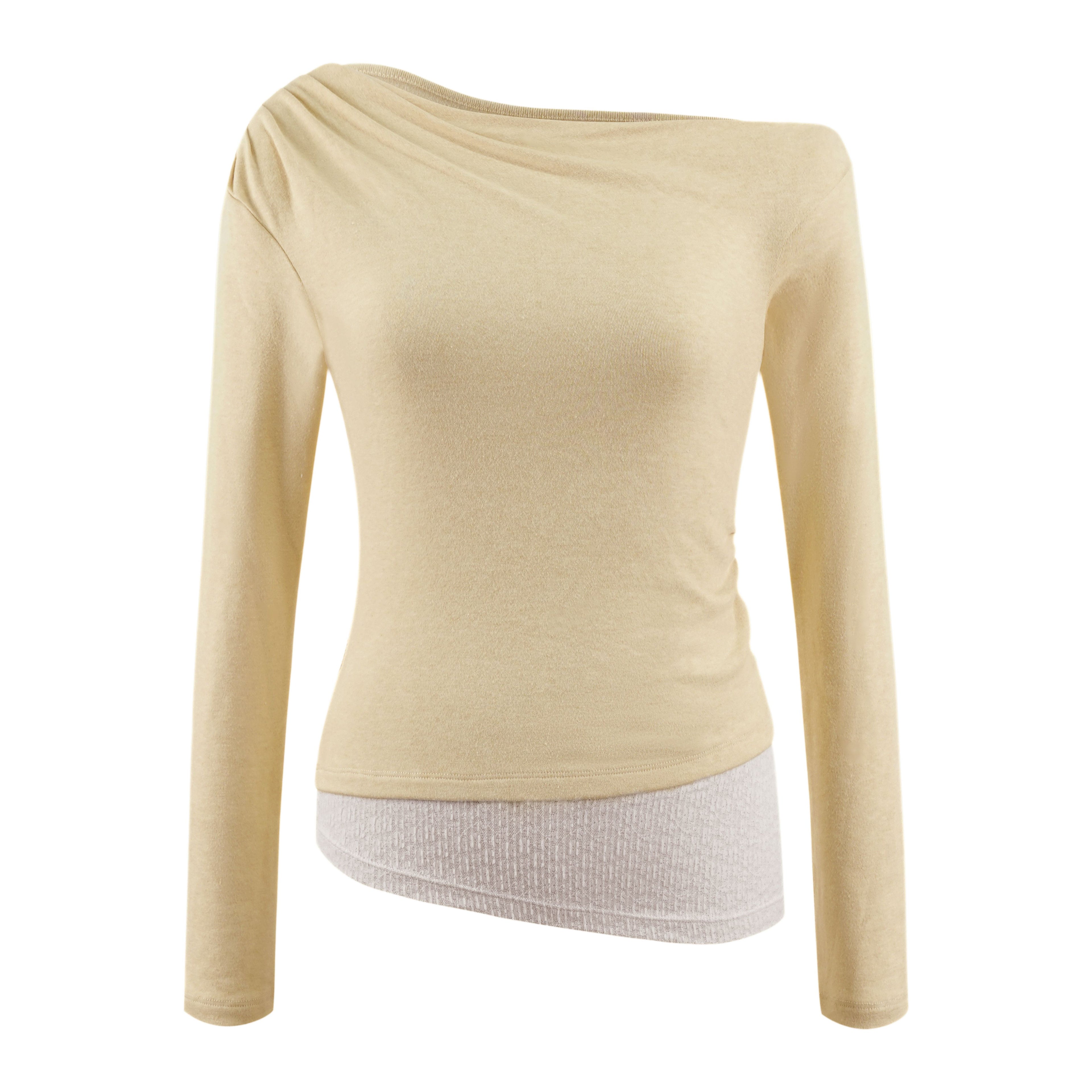 someonesometimes Faux Cashmere Slim Fit Asymmetrical Slant Neck Women Knit Pullover Sweaters