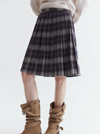 fano Pure Cotton Pleated A Line Mid Rise Classic Workwear Women Midi Skirts
