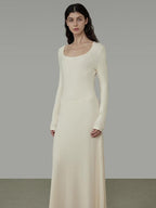 unspoken Waist Defining Knit Hline Minimalist Commuter Long Sleeve Maxi Dresses
