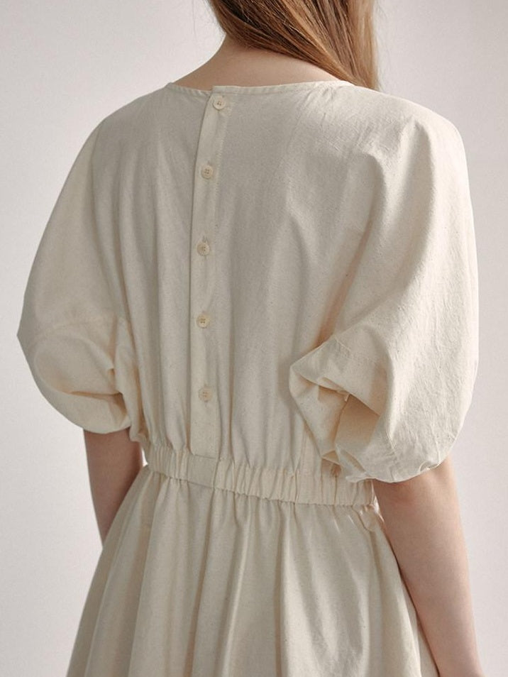 fano Structured High Waist Workwear A Line Short Sleeve Cotton Blend Maxi Dresses