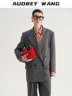 audreyyang Single Button Relaxed Fit Polyester Office For Women Long Sleeve Solid Blazers