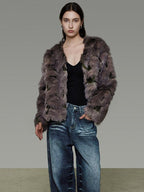 unspoken Warm Minimal No Collar Mocha Brown Women Commuter Polyester Short Coat