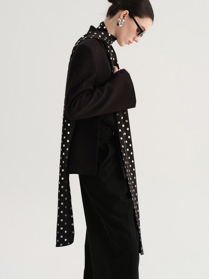 audreyyang Crossover Waist Office Relaxed Fit Women Double Breasted Black Blazers