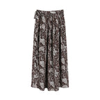 someonesometimes Lace Paisley Tie Mid Waist Relaxed H Line Casual Vacation Ladies Maxi Skirts
