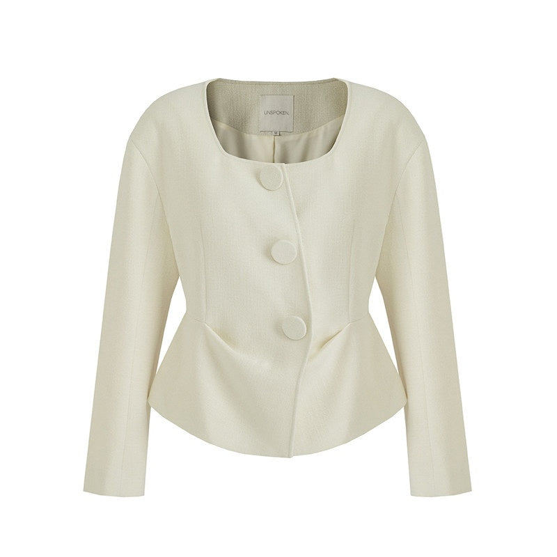 unspoken_Slim_Office_Button_Front_Long_Sleeve_Cream_Polyester_Women_Top_&_Skirt_Sets_MISSTT