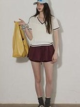 Lofi choose High Waist Lined A Line Puff Office Chic Beige Aubergine Mini Skirts