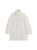 unspoken Ivory High Neck Button Closure Minimalist Workwear Midlength Women Long Coats