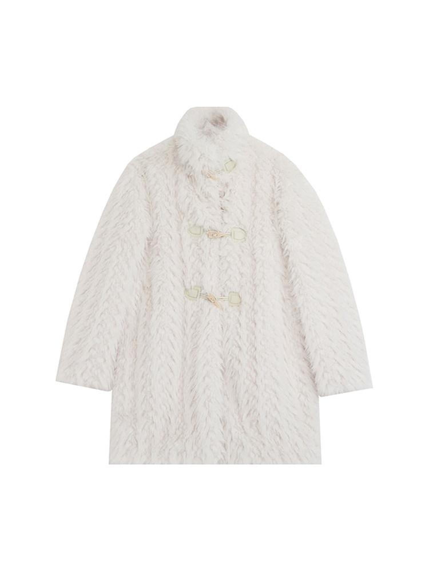 unspoken Ivory High Neck Button Closure Minimalist Workwear Midlength Women Long Coats