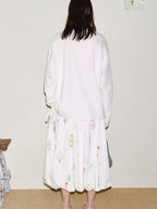 fano Youthful Print Loose Casual Round Neck White Striped Women Long Sleeve T-Shirts