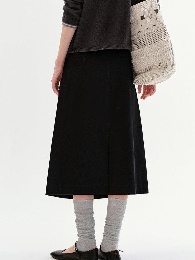 fano Shape Retaining High Waist Pleated A Line Casual Women Cotton Maxi Skirts