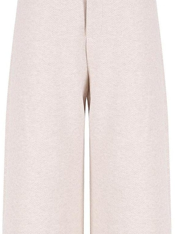 fano Soft Knit Polyester Beige Natural Waist Casual Wide Leg Women Sweatpants