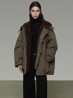 unspoken 90 Percent White Duck Down Hooded Loose Patchwork Cotton Warm Women Down Jackets