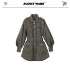 audreyyang_Pure_Cotton_Relaxed_Utility_Button_Women_Military_Green_Denim_Jackets_MISSTT