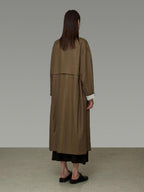 unspoken Minimalist Commuter Loose Long Single Breasted Women Olive Brown Trench Coats