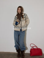 Lofi choose Soft Stretch Button Front Slouchy Loose Fit Round Neck Women Beige Cardigans