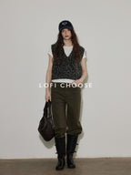 Lofi choose High Waist Washed Vintage Olive Zipper Fly Non Stretch Women Wide Leg Jeans