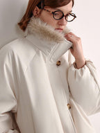 fano 90% White Duck Down Warm Loose Korean Commuter Hoodless Women Down Jackets