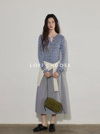 Lofi choose Wool Blend Slim Fit Striped Commuter Women Button Front Knitwear Cardigans