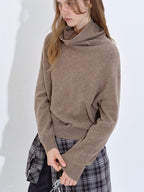 fano Soft Breathable Lambswool Cashmere Cowl Neck Relaxed Knit Pullover Sweaters
