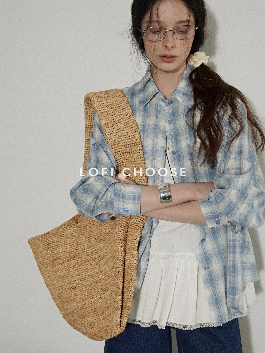 Lofi choose Versatile Layering Commuter Loose Fit Crew Neck Women White Tank Tops