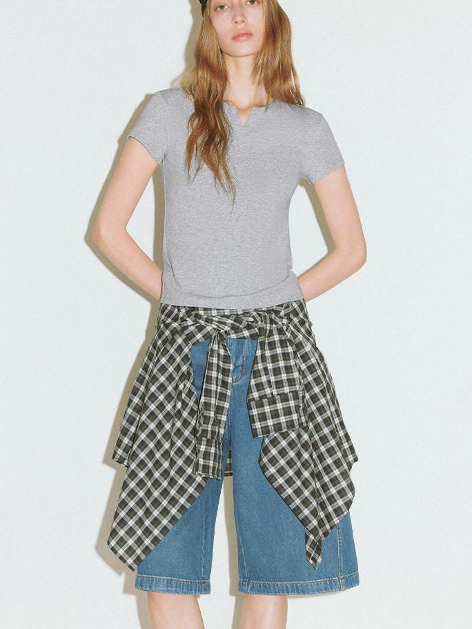 fano Moisture Wicking Slim Fit Korean Commuter Crew Neck Tee Basic Crop Tops