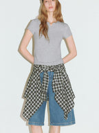 fano Moisture Wicking Slim Fit Korean Commuter Crew Neck Tee Basic Crop Tops
