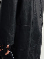 audreyyang Pu Leather Mid Length V-neck Oversized Workwear Office Casual Blazers