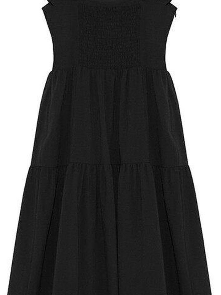 fano High Waist Ruffle A Line Square Neck Office Casual Maxi Dresses