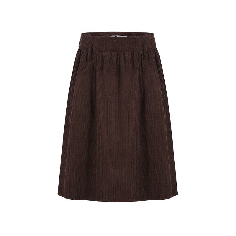 fano_Lined_High_Waist_Pleated_Vintage_A_Line_Cotton_Brown_Midi_Skirts_MISSTT