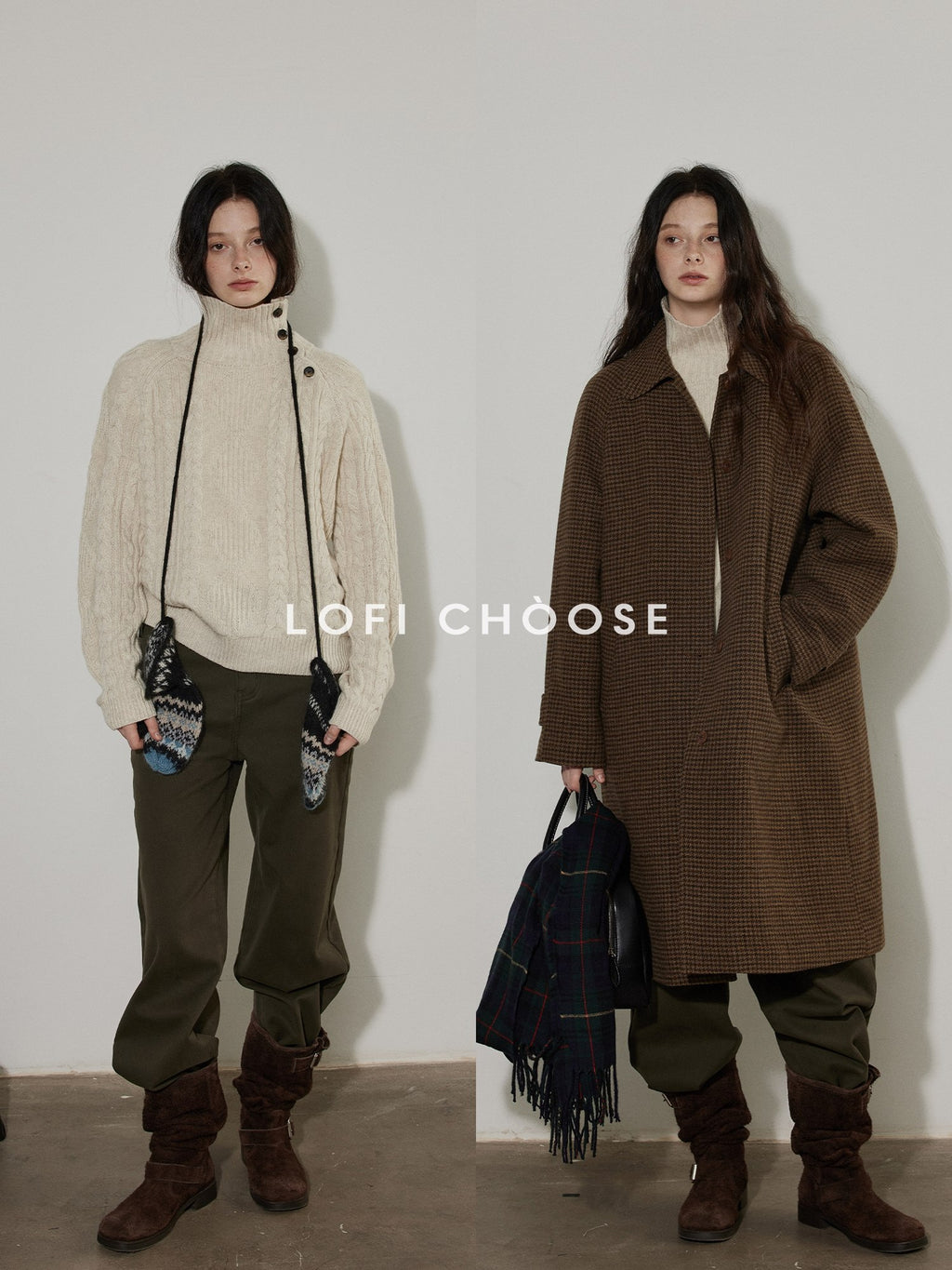 Lofi choose Cozy Thick Commuter Loose Fit Long Sleeve Women Solid Oatmeal Grey Sweaters