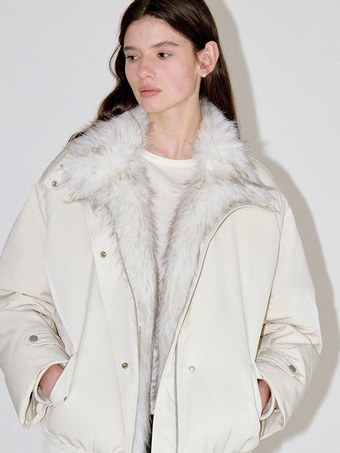 fano Warm 90% White Duck Down Straight Fit Korean Turn Collar Women Down Jackets