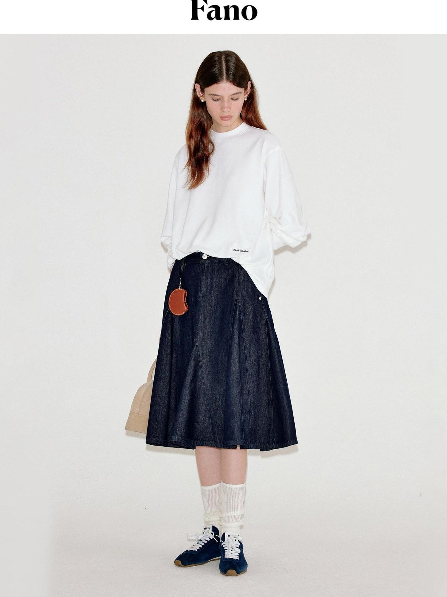 fano High Waist Vintage Ruffle Circle Skirt Loose Fit Women Picnic Cotton Midi Skirts