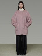 unspoken Pure Wool Loose Fit Minimal Office Midlength Single Button Women Wool Coats