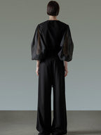 unspoken Breathable Original Loose Spliced Lantern Sleeve Pullover Polyester Blouses