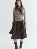fano Soft Cotton Lyocell Polka Dot Mock Neck Layered Look Long Sleeve T-Shirts