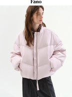 fano 90 Fill White Duck Down Warm Baseball Collar Casual Women Pink Down Jackets