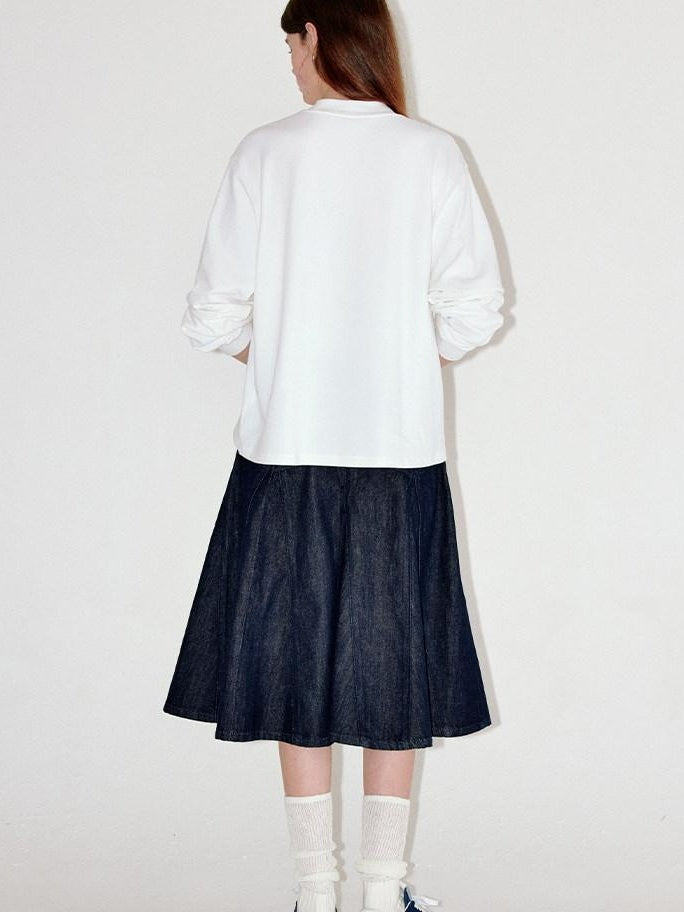 fano High Waist Vintage Ruffle Circle Skirt Loose Fit Women Picnic Cotton Midi Skirts