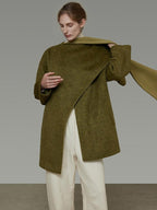 unspoken Asymmetrical Lambswool Blend Oversized Minimal Commuter Tailored Wool Coats