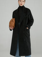 fano Minimal Commuter Double Breasted Straight Midlength Blazer Women Long Coats