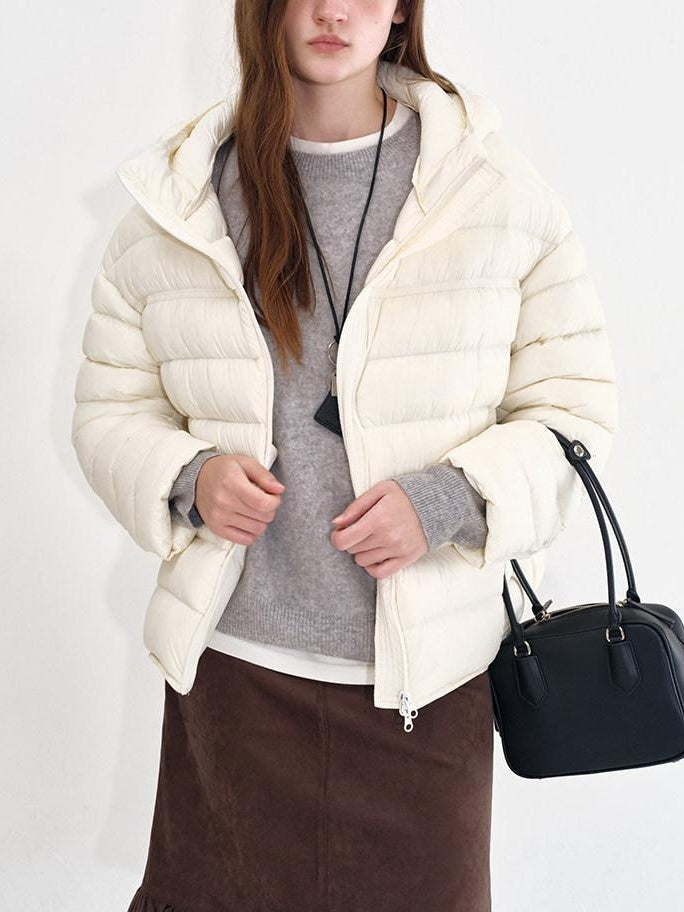 fano Ultra Warm 90 Percent White Duck Down Loose Hooded Unisex Down Jackets