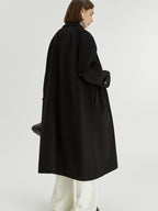 fano Insulated Minimalist Commuter Straight Raglan Sleeve Women Poly Blend Long Coats