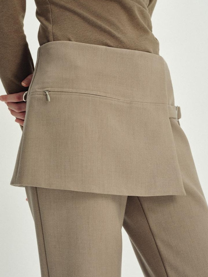 someonesometimes Asymmetrical Tie Natural Waist Micro Flare Women Polyester Blend Flared Pants