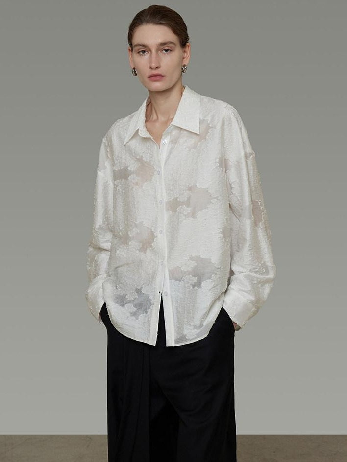 unspoken Breathable Lyocell Loose Fit Button Cardigan Women Work White Long Sleeve Shirts