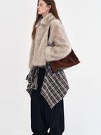 fano Cozy Milk Coffee Lapel Casual Loose Fit Womens Everyday Outerwear Short Coat