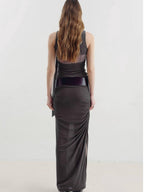 someone sometimes Versatile Pleated Tie Cami Slim Fit Lyocell Linen Blend Women Top & Skirt Sets