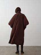 audreyyang Long Polyamide Patchwork Trench Decorative Tabs Women Black Trench Coats