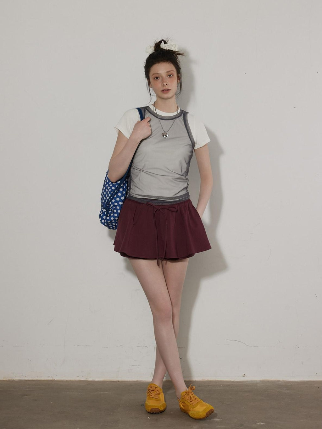 Lofi choose High Waist Lined A Line Puff Office Chic Beige Aubergine Mini Skirts