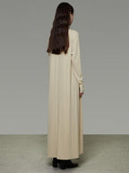 unspoken Non Fading Modal Cotton Long Sleeve Loose Waist Minimalist Commuter Maxi Dresses